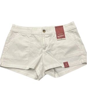 Arizona Jeans Women's Size 7 Chino Shorts White Cotton Button Pockets Juniors